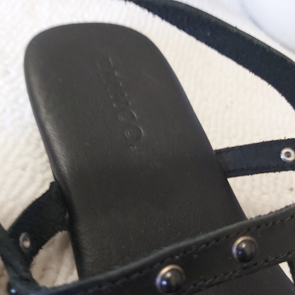 Bianco leather thong sandals black studded flats y2k - Picture 11 of 14